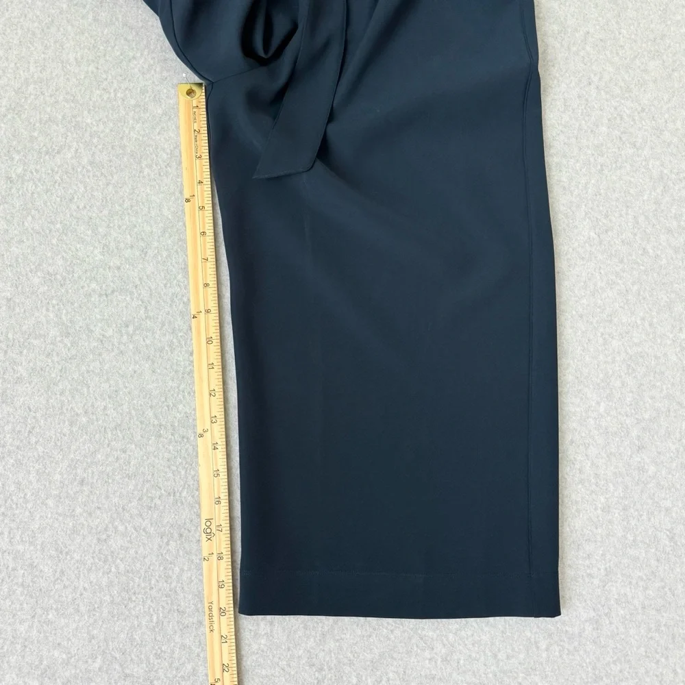 Lululemon Noir Wide Leg Cropped Pants Size 10 Navy Blue Tie Waist Culottes - Picture 15 of 16